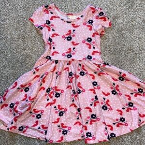 Dotdotsmile Size 3/4 Pink Birds Cap Dress